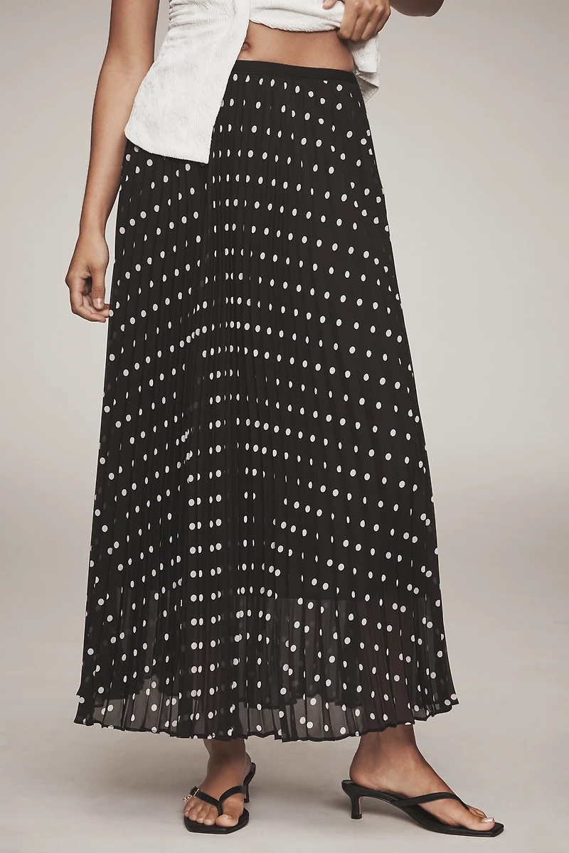 English Factory Polka Dot Pleated Maxi Skirt