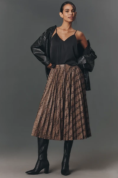 Endless Rose Animal Print Pleated Midi Skirt