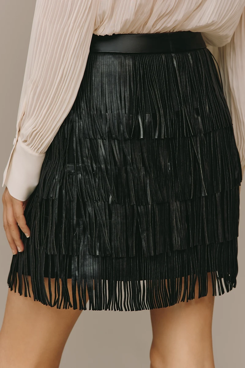 Endless Rose Faux Leather Fringe Mini Skirt