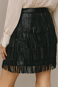 Endless Rose Faux Leather Fringe Mini Skirt