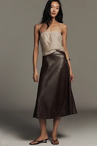 English Factory Faux Leather High-Rise Midi Skirt