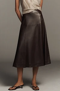 English Factory Faux Leather High-Rise Midi Skirt