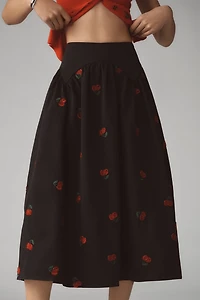 Avec Les Filles Petite Cherry Applique Midi Skirt