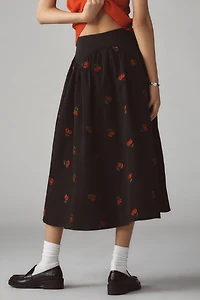 Avec Les Filles Petite Cherry Applique Midi Skirt