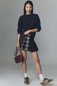 Avec Les Filles Multi-Plaid Pleated Mini Skirt