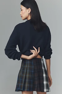 Avec Les Filles Multi-Plaid Pleated Mini Skirt