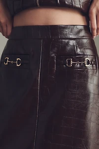 Avec Les Filles Faux-Leather Column Midi Skirt