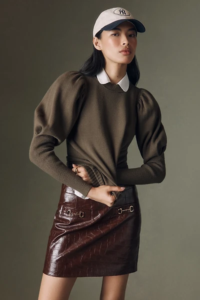 Avec Les Filles Faux-Leather Mini Skirt