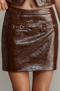 Avec Les Filles Faux-Leather Mini Skirt