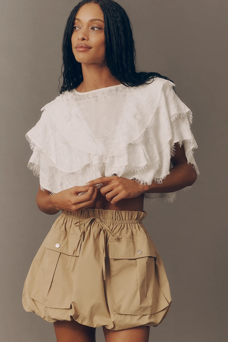 ASTR The Label Rey Cargo Bubble-Hem Skirt