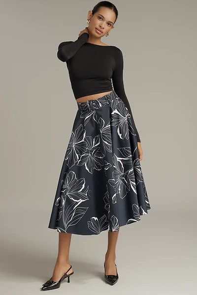 Hutch Cotton-Blend Belted Midi Skirt