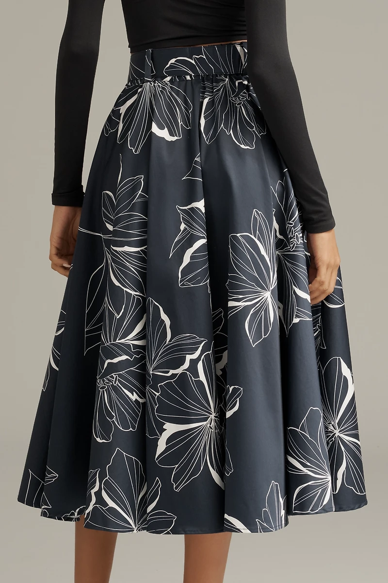 Hutch Cotton-Blend Belted Midi Skirt