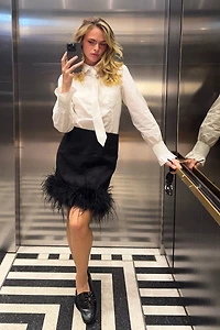 Hutch Faux-Feather Mini Skirt