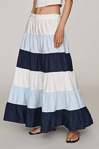 Hutch 100% Cotton Colorblock Maxi Skirt