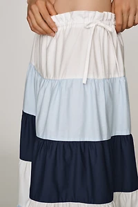 Hutch 100% Cotton Colorblock Maxi Skirt