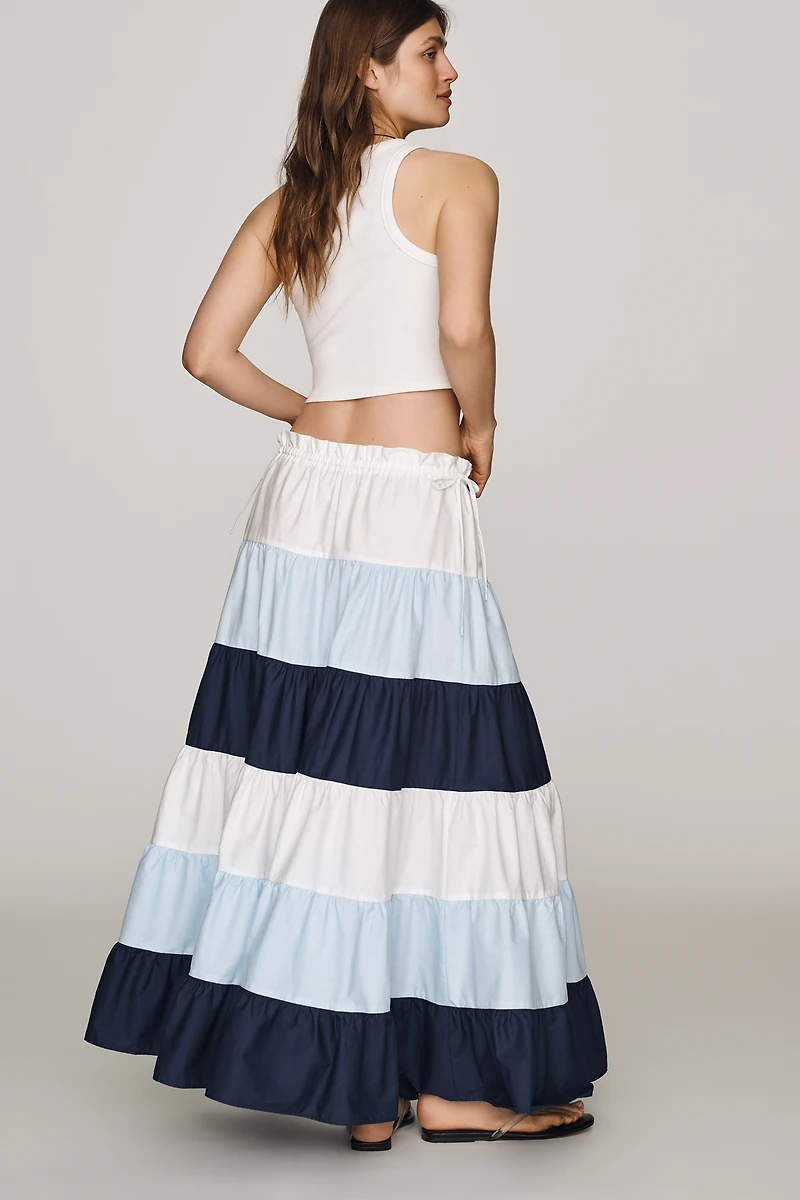 Hutch 100% Cotton Colorblock Maxi Skirt