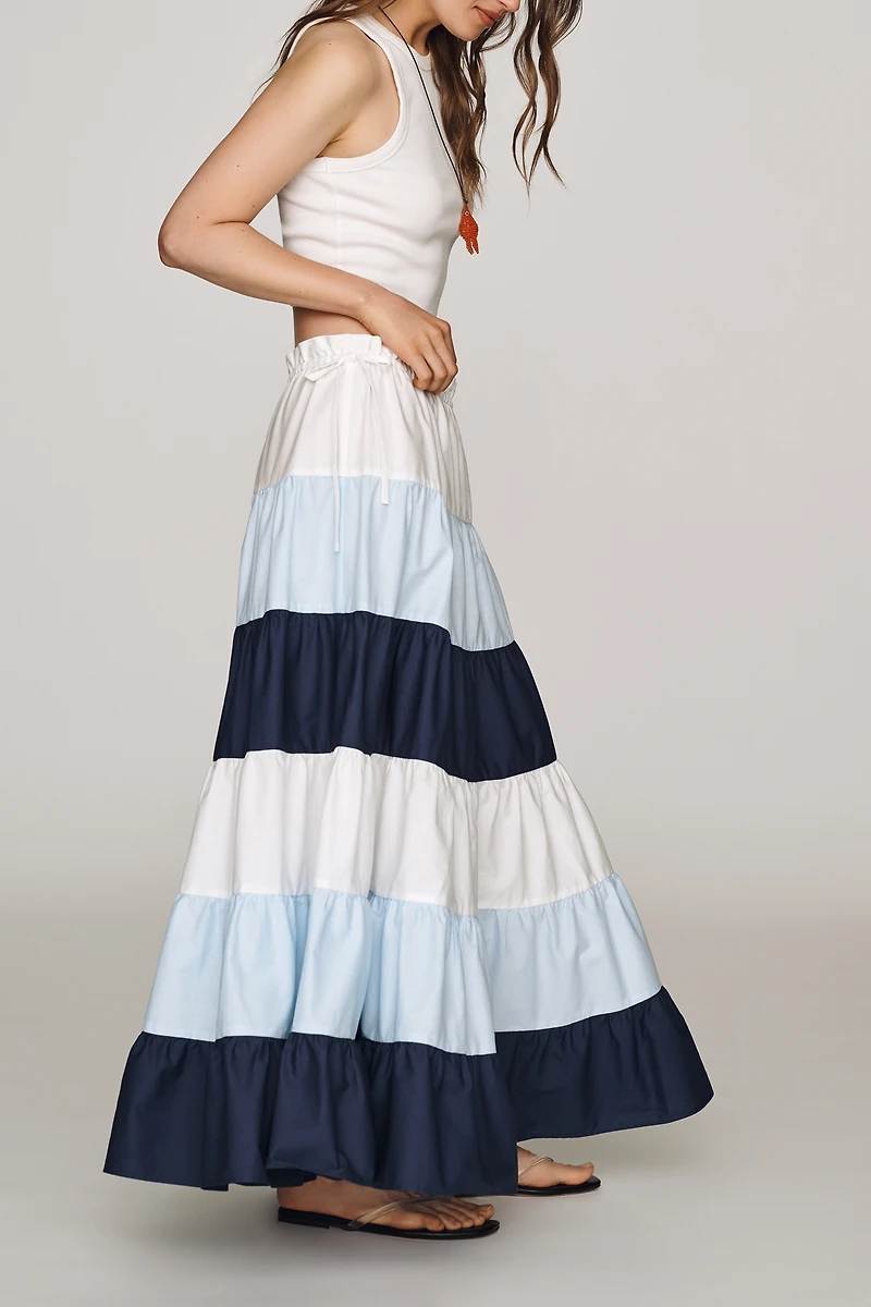 Hutch 100% Cotton Colorblock Maxi Skirt