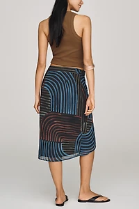 Hutch Curved Brushstroke Midi Skirt