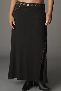 By Anthropologie Hardware Side-Slit Column Midi Skirt