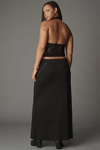 By Anthropologie Hardware Side-Slit Column Midi Skirt