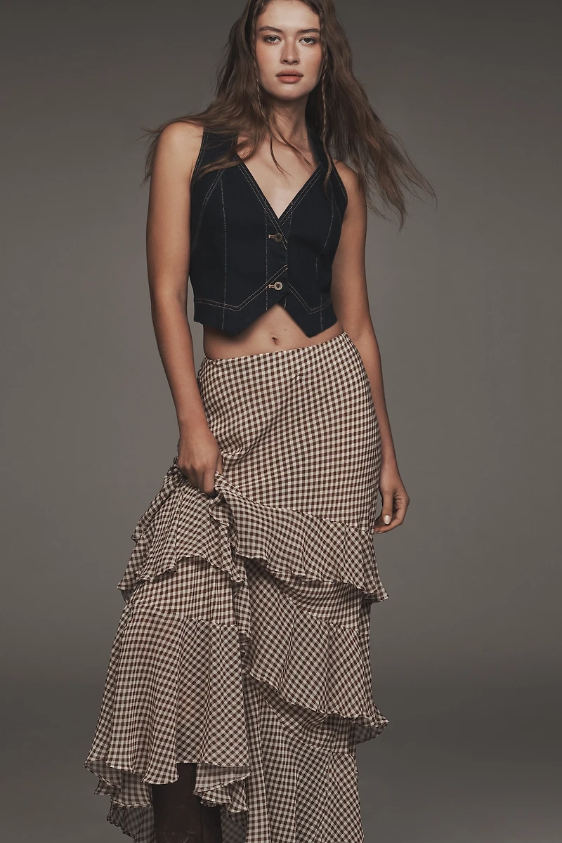 RIXO Preslee Tiered Ruffle Maxi Skirt