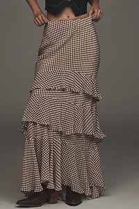 RIXO Preslee Tiered Ruffle Maxi Skirt