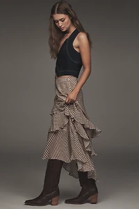 RIXO Preslee Tiered Ruffle Maxi Skirt