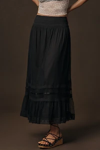 RIXO Tuta Tiered Lace Maxi Skirt
