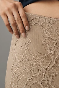 By Anthropologie Asymmetric Drop-Waist Lace Midi Skirt