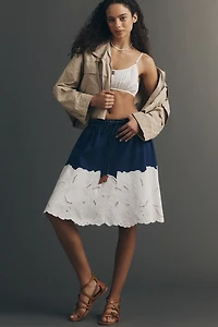 Maeve Eyelet A-Line Midi Skirt