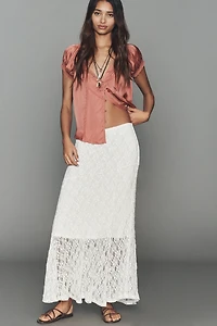 By Anthropologie Lace Pull-On Skirt