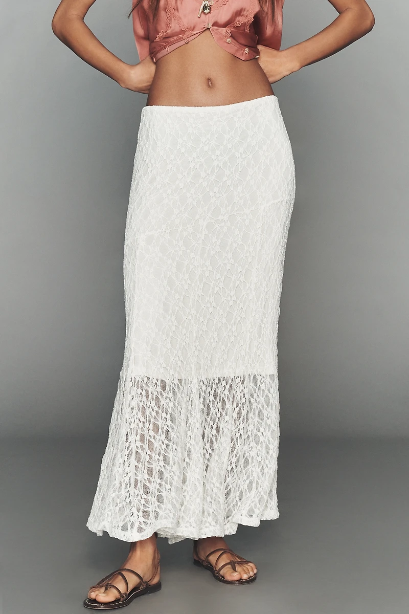 By Anthropologie Lace Pull-On Skirt
