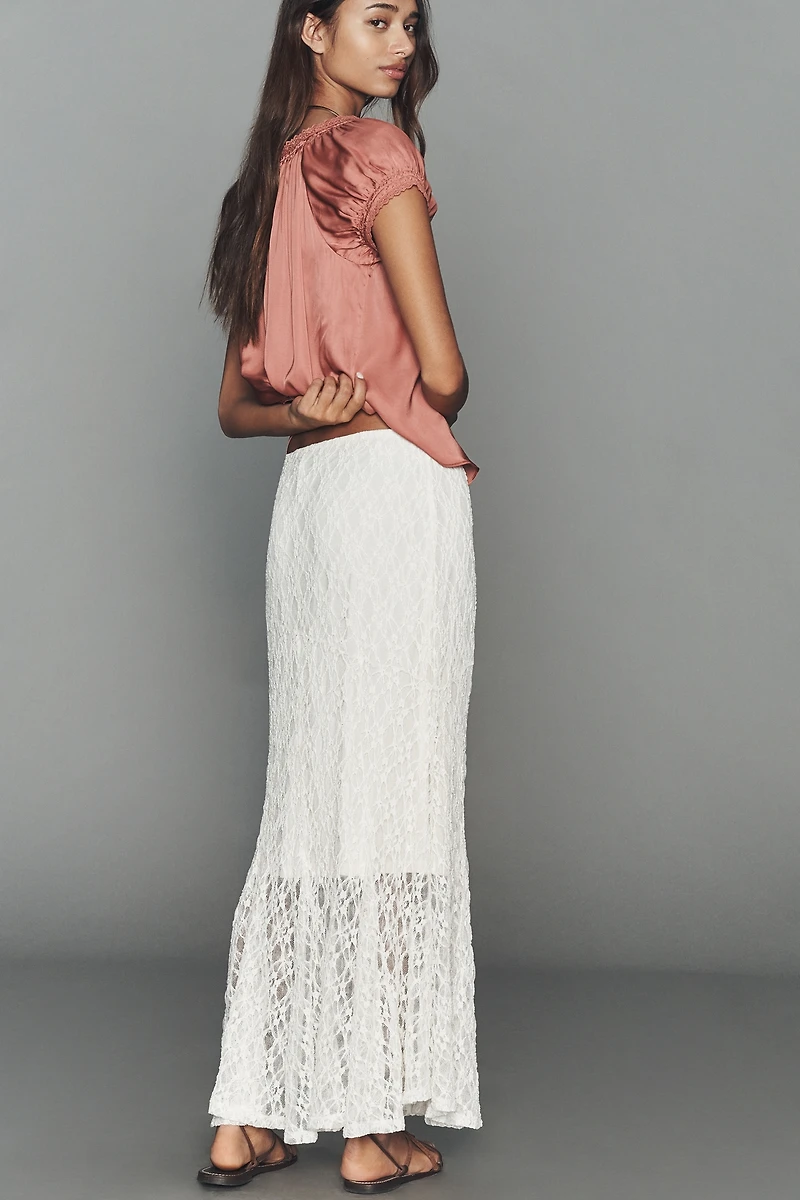 By Anthropologie Lace Pull-On Skirt
