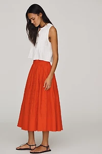 Maeve Cotton Pintuck Midi Skirt
