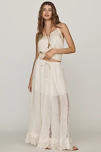 By Anthropologie Lace Chiffon Maxi Skirt