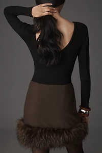 APPARIS Meadow Faux Fur Trim Mini Skirt