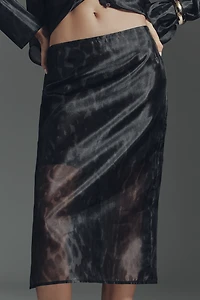 APPARIS Tyra Organza Leopard Midi Skirt