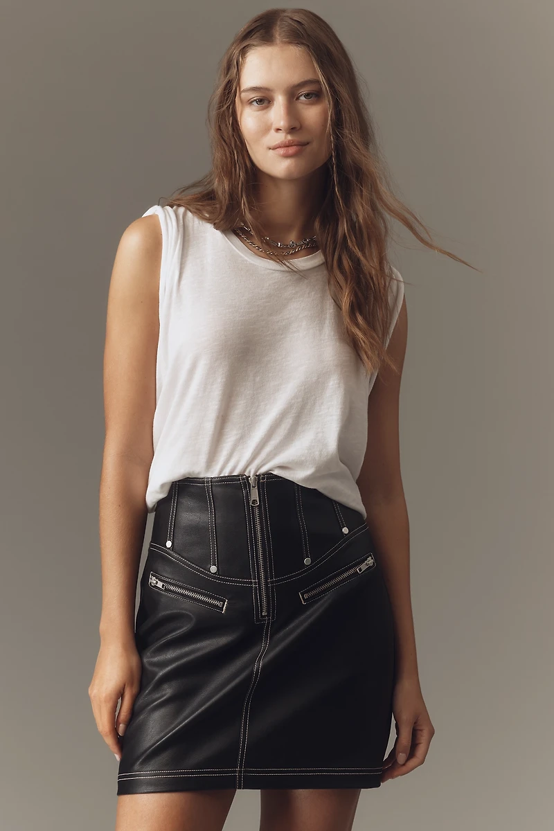 Pilcro Faux Leather Corset Mini Skirt