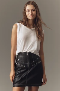 Pilcro Faux Leather Corset Mini Skirt