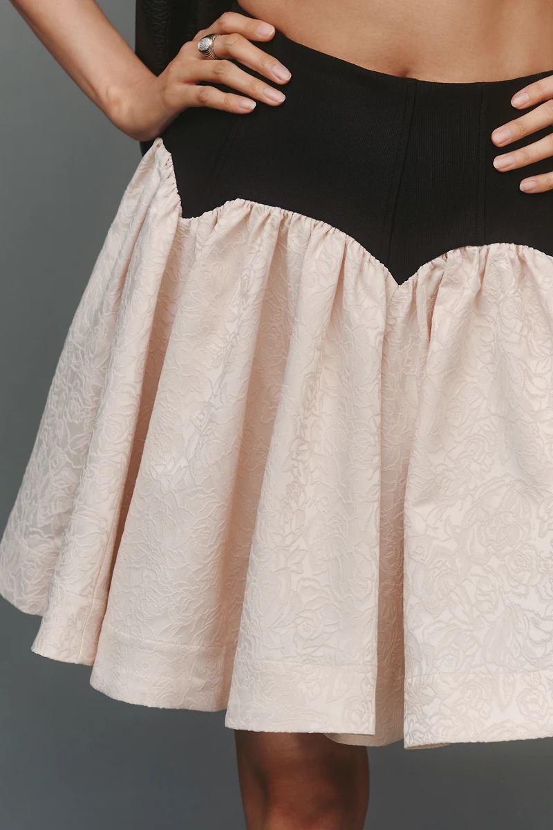 Maeve Basque-Waist Knit Jacquard Mini Skirt