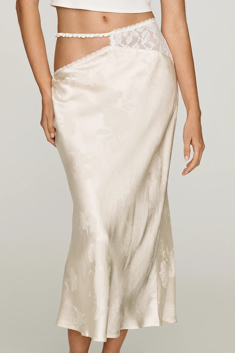 For Love & Lemons Adrift Satin Midi Skirt