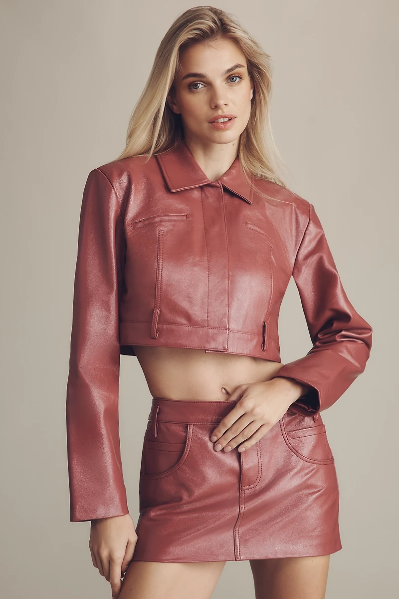 Lamarque Amara Leather Micro Mini Skirt