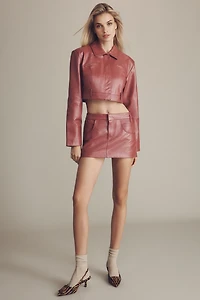 Lamarque Amara Leather Micro Mini Skirt