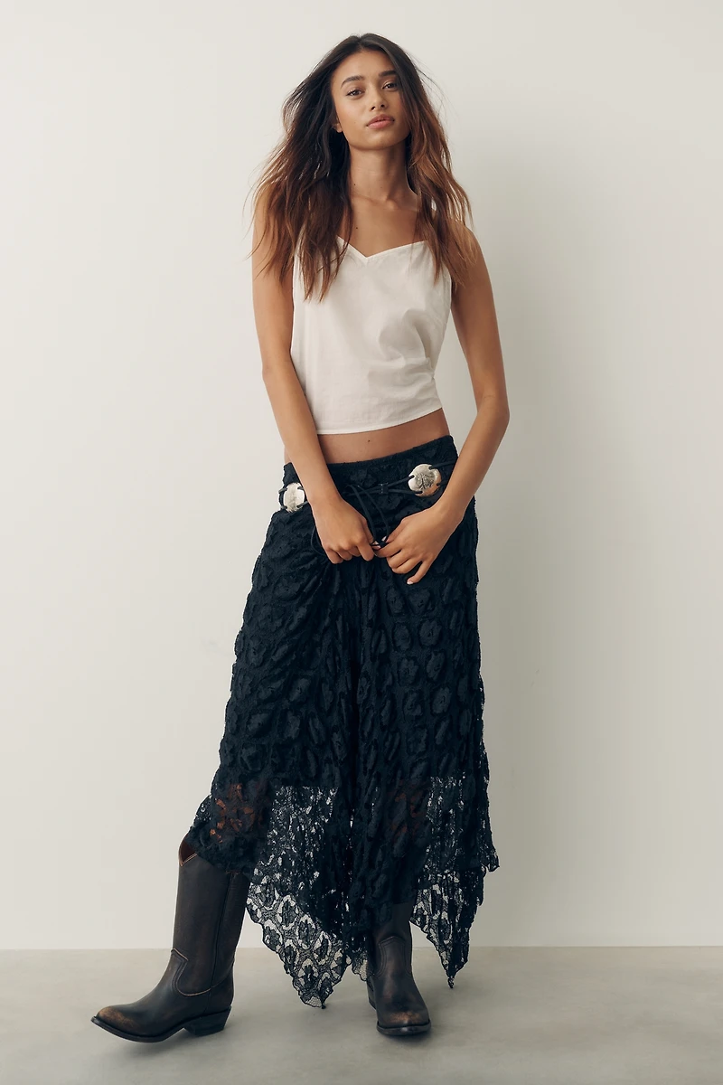 By Anthropologie Pucker Lace Midi Skirt