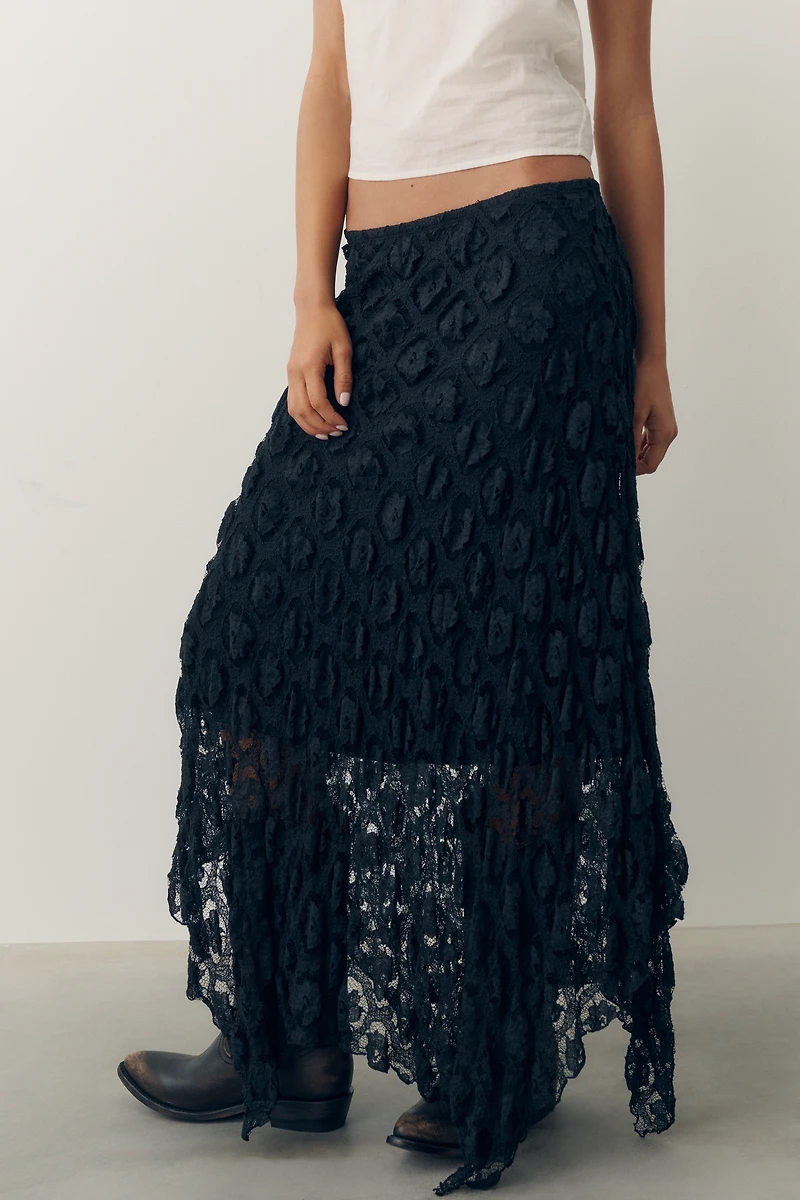 By Anthropologie Pucker Lace Midi Skirt