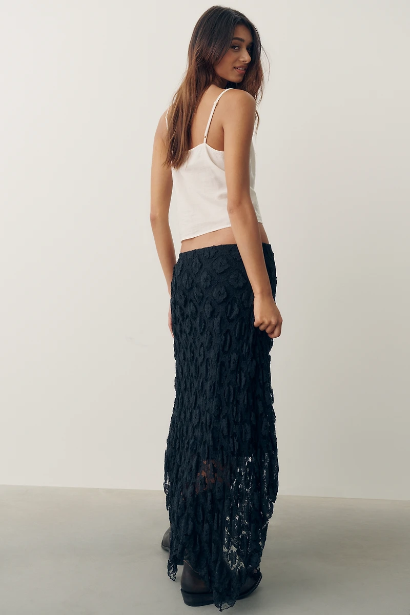By Anthropologie Pucker Lace Midi Skirt