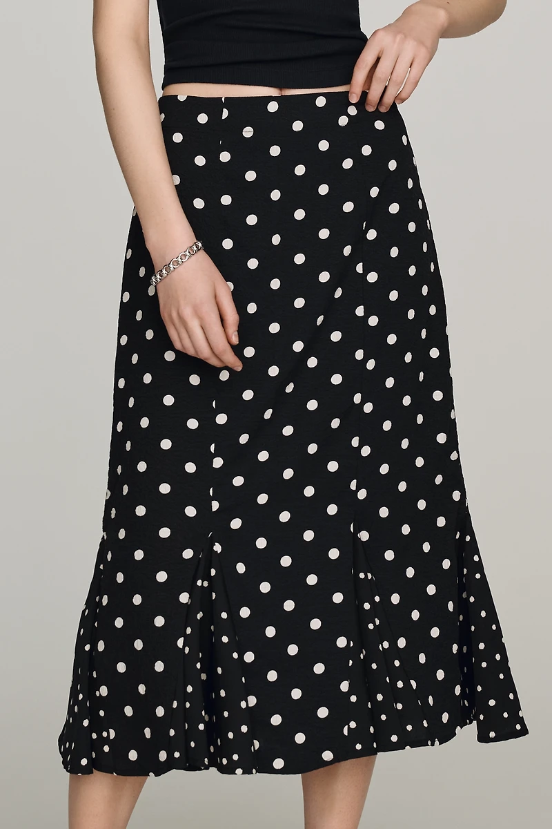 Maeve Godet Flare Midi Skirt