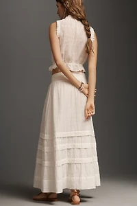 By Anthropologie Mixed Lace Maxi Skirt