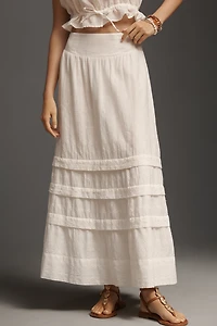 By Anthropologie Mixed Lace Maxi Skirt