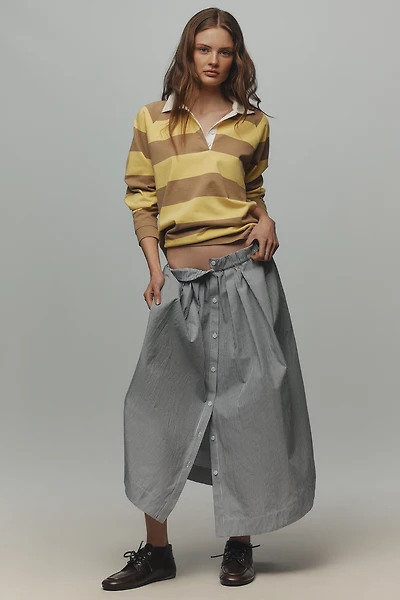 Maeve Striped Poplin Button-Front Skirt